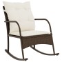 Garden rocking chair with brown synthetic rattan cushions by , Garden chairs - Ref: Foro24-369019, Price: 105,38 €, Discount: %