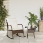 Garden rocking chair with brown synthetic rattan cushions by , Garden chairs - Ref: Foro24-369019, Price: 105,27 €, Discount: %