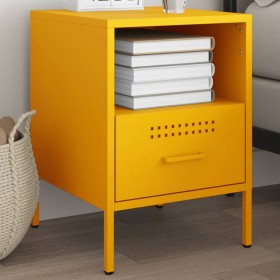 Mesita de noche acero laminado en frío amarillo 36x39x50,5 cm de , Mesitas de noche - Ref: Foro24-843060, Precio: 78,99 €, De...