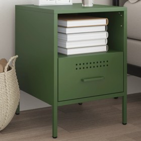 Mesita de noche de acero laminado verde oliva 36x39x50,5 cm de , Mesitas de noche - Ref: Foro24-843062, Precio: 78,99 €, Desc...