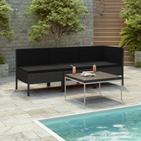 3-piece garden furniture set and black synthetic rattan cushions by vidaXL, Garden sets - Ref: Foro24-310203, Price: 218,49 €...