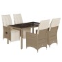 Garden table and 5-piece chair set with beige synthetic rattan cushions. by , Garden sets - Ref: Foro24-3276939, Price: 562,3...