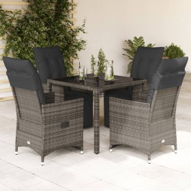 Garden table and 5-piece chair set with gray synthetic rattan cushions. by , Garden sets - Ref: Foro24-3276894, Price: 579,51...