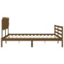 Estructura de cama con cabecero madera maciza marrón miel de vidaXL, Camas y somieres - Ref: Foro24-3195304, Precio: 176,99 €...