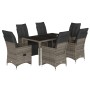 Garden table and 7-piece chairs set with gray synthetic rattan cushions. by , Garden sets - Ref: Foro24-3276896, Price: 914,3...