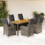 Garden table and 7-piece chairs set with gray synthetic rattan cushions. by , Garden sets - Ref: Foro24-3276889, Price: 934,4...