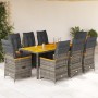 Garden table and 9-piece chairs set with gray synthetic rattan cushions. by , Garden sets - Ref: Foro24-3276972, Price: 1,00 ...