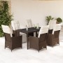 Set de mesa y sillas jardín 7 pzas con cojines ratán PE marrón de , Conjuntos de jardín - Ref: Foro24-3276918, Precio: 805,99...