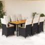 Garden table and chairs set 9 pieces with black PE rattan cushions by , Garden sets - Ref: Foro24-3276964, Price: 1,00 €, Dis...