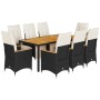 Garden table and chairs set 9 pieces with black PE rattan cushions by , Garden sets - Ref: Foro24-3276964, Price: 1,00 €, Dis...