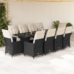 Garden table and chairs set 11 pieces with black PE rattan cushions by , Garden sets - Ref: Foro24-3277258, Price: 1,00 €, Di...