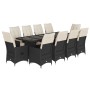 Garden table and chairs set 11 pieces with black PE rattan cushions by , Garden sets - Ref: Foro24-3277258, Price: 1,00 €, Di...