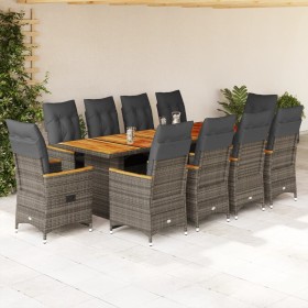 Gartentisch- und Stuhlset, 11-teilig, mit grauen PE-Rattan-Kissen. von , Gartensets - Ref: Foro24-3277270, Preis: 1,00 €, Rab...