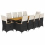 Garden table and chairs set 11 pieces with black PE rattan cushions by , Garden sets - Ref: Foro24-3277251, Price: 1,00 €, Di...