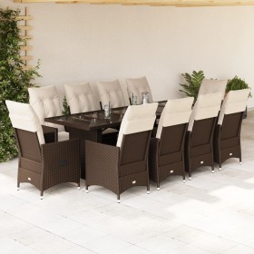 Garden table and chairs set 11 pieces with brown PE rattan cushions by , Garden sets - Ref: Foro24-3277245, Price: 1,00 €, Di...