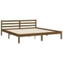 Estructura de cama con cabecero madera maciza marrón miel de vidaXL, Camas y somieres - Ref: Foro24-3195304, Precio: 176,99 €...