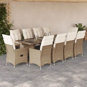 Gartentisch- und Stuhlset 11-teilig mit PE-Rattan-Beige-Kissen. von , Gartensets - Ref: Foro24-3277247, Preis: 1,00 €, Rabatt: %