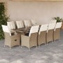 Garden table and chairs set 11 pieces with beige PE rattan cushions by , Garden sets - Ref: Foro24-3277247, Price: 1,00 €, Di...