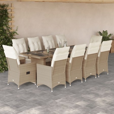 Gartentisch- und Stuhlset 11-teilig mit PE-Rattan-Beige-Kissen. von , Gartensets - Ref: Foro24-3277266, Preis: 1,00 €, Rabatt: %