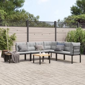 Garden bench with 5-piece cushions, steel with black powder coating. by , Garden sets - Ref: Foro24-3283644, Price: 422,56 €,...