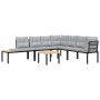 Garden bench with 5-piece cushions, steel with black powder coating. by , Garden sets - Ref: Foro24-3283644, Price: 422,91 €,...