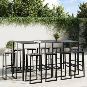 High table and garden stools set, 11 pieces, black steel by , Garden sets - Ref: Foro24-3283755, Price: 880,26 €, Discount: %