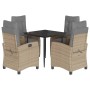 Garten-Essgruppe 5-teilig mit Kissen aus synthetischem Rattan in Beige. von , Gartensets - Ref: Foro24-3212824, Preis: 593,42...