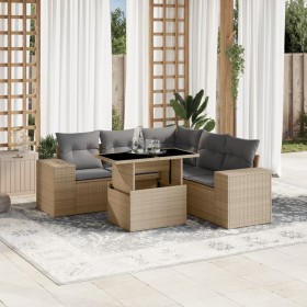 Gartensofa-Set mit 6-teiligen Kissen aus synthetischem Rattan in Beige. von , Gartensets - Ref: Foro24-3269159, Preis: 484,97...