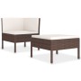 Set de muebles de jardín 2 piezas con cojines ratán PE marrón de vidaXL, Conjuntos de jardín - Ref: Foro24-310205, Precio: 14...