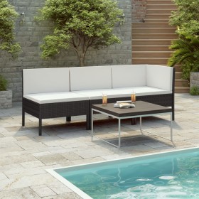 3-piece garden furniture set and black synthetic rattan cushions by vidaXL, Garden sets - Ref: Foro24-310202, Price: 230,99 €...