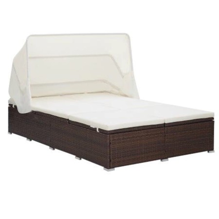 Lounger for 2 people with brown synthetic rattan cushion by vidaXL, Outdoor beds - Ref: Foro24-310234, Price: 436,99 €, Disco...