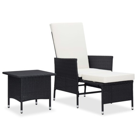 Set muebles de jardín 2 piezas y cojines ratán sintético negro de vidaXL, Conjuntos de jardín - Ref: Foro24-310231, Precio: 1...