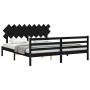 Double bed frame with black solid wood headboard by vidaXL, Beds and slatted bases - Ref: Foro24-3195305, Price: 161,99 €, Di...