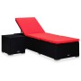 Lounger with cushion and red synthetic rattan side table by vidaXL, Loungers - Ref: Foro24-310226, Price: 225,19 €, Discount: %