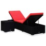 Lounger with cushion and red synthetic rattan side table by vidaXL, Loungers - Ref: Foro24-310226, Price: 225,99 €, Discount: %