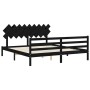 Double bed frame with black solid wood headboard by vidaXL, Beds and slatted bases - Ref: Foro24-3195305, Price: 161,99 €, Di...