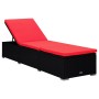 Lounger with cushion and red synthetic rattan side table by vidaXL, Loungers - Ref: Foro24-310226, Price: 225,99 €, Discount: %