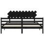 Double bed frame with black solid wood headboard by vidaXL, Beds and slatted bases - Ref: Foro24-3195305, Price: 161,99 €, Di...