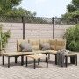 Set of garden sofas and 5-piece cushions, coated in black powder-coated steel. by , Garden sets - Ref: Foro24-3283659, Price:...