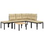 Set of garden sofas and 5-piece cushions, coated in black powder-coated steel. by , Garden sets - Ref: Foro24-3283659, Price:...