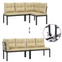 Set of garden sofas and 5-piece cushions, coated in black powder-coated steel. by , Garden sets - Ref: Foro24-3283659, Price:...