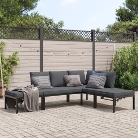 Garden sofa set with cushions, 4 pieces, black aluminum by , Garden sets - Ref: Foro24-3283692, Price: 467,99 €, Discount: %