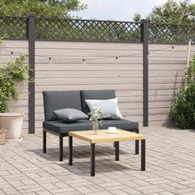 Garden sofa set with cushions, 2 pieces, black aluminum by , Garden sets - Ref: Foro24-3283703, Price: 213,96 €, Discount: %