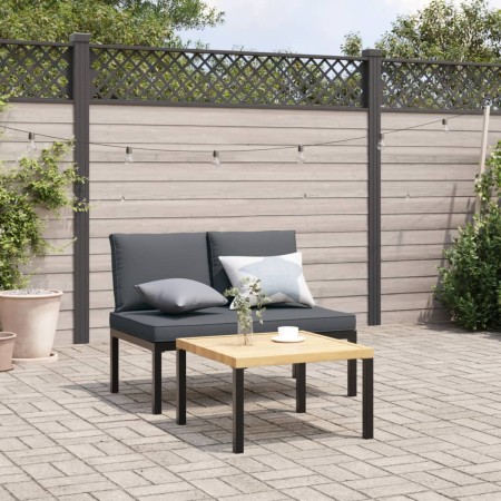 Garden sofa set with cushions, 2 pieces, black aluminum by , Garden sets - Ref: Foro24-3283703, Price: 213,79 €, Discount: %