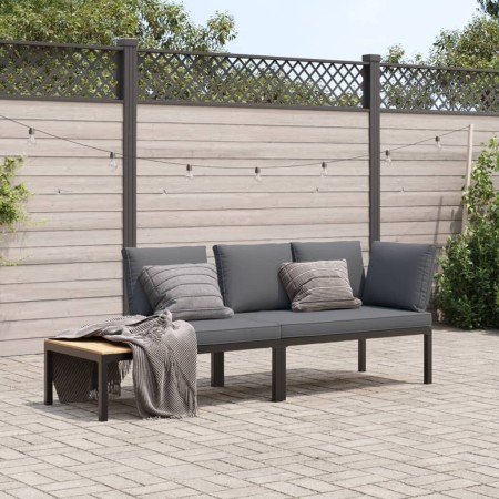 Gartensofagarnitur mit Kissen, 2-teilig, Schwarz, Aluminium von , Gartensets - Ref: Foro24-3283684, Preis: 297,09 €, Rabatt: %