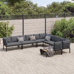 Garden sofa set with cushions, 6 pieces, black aluminum by , Garden sets - Ref: Foro24-3283690, Price: 893,99 €, Discount: %