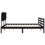 Double bed frame with black solid wood headboard by vidaXL, Beds and slatted bases - Ref: Foro24-3195305, Price: 161,99 €, Di...