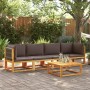 Solid acacia wood garden sofa set with 4 cushions. by , Outdoor sofas - Ref: Foro24-3278832, Price: 506,53 €, Discount: %