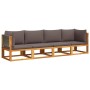 Solid acacia wood garden sofa set with 4 cushions. by , Outdoor sofas - Ref: Foro24-3278832, Price: 507,99 €, Discount: %