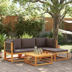 Garden sofa set with 5 pieces, solid acacia wood, and cushions. by , Outdoor sofas - Ref: Foro24-3278826, Price: 536,32 €, Di...